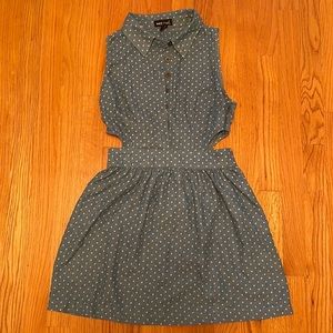 Wet Seal Blue and White Polka Dot Side Cutout Sleeveless Shirt Summer Dress